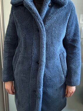 GAP Blue Teddy Faux Shearling Coat